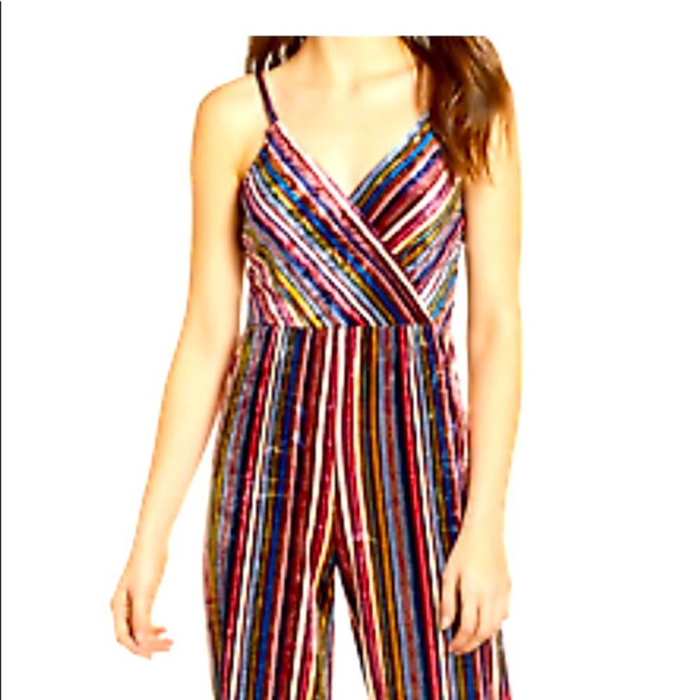 NWOT Hiatus Stripe Velvet Jumpsuit - XL